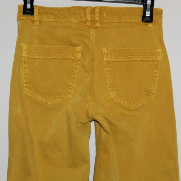 We The Free People Run With Me Pintuck Flare Jeans Mustard Yellow Size 26 HW9946 - Picture 7 of 12